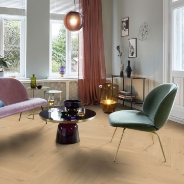 Parketlentės BOEN Herringbone 137mm Ąžuolas Vivo Pale White Live Matt brushed