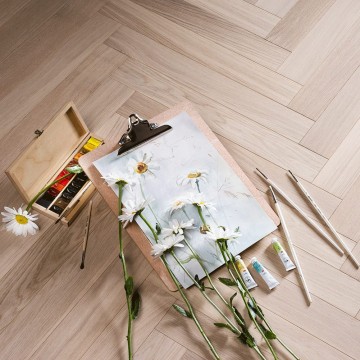 Parquet Flooring COSWICK Herringbone Collection Oak Aqua White 1122-1542