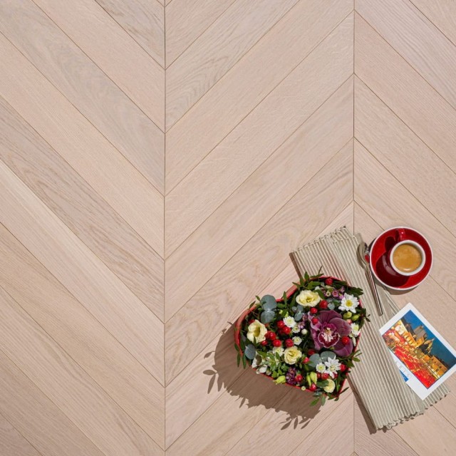 Parquet Flooring COSWICK Chevron Collectoin Oak Aqua White 1175-1542