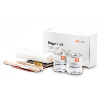 BOEN Repair kit for Oak Brown Jasper For the partial repair of natural oiled surfaces. Content: Repair instruction, abrasive paper P 150, abrasive web P 360, 0,125 l BOEN Live Natural Oil, paint brush, cleaning cloths.